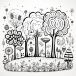 Nature-Inspired Doodle Forest Coloring Pages 3