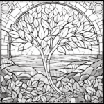 Nature-Inspired Mosaic Coloring Pages: Leaves, Trees, Sunsets 1