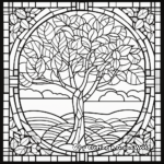 Nature-Inspired Mosaic Coloring Pages: Leaves, Trees, Sunsets 3