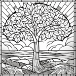 Nature-Inspired Mosaic Coloring Pages: Leaves, Trees, Sunsets 4