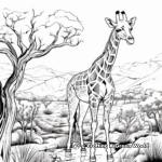 Nature-Scene Giraffe Coloring Pages for Adults 1