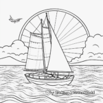 Nautical Sunset with Sailboat Coloring Page 1
