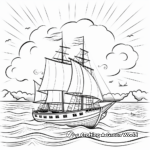 Nautical Sunset with Sailboat Coloring Page 2