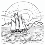 Nautical Sunset with Sailboat Coloring Page 4