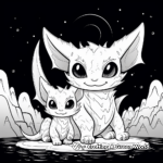 Night Fury Family Coloring Pages: Parent Fury with Baby Furies 1