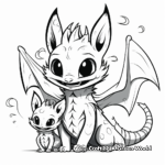 Night Fury Family Coloring Pages: Parent Fury with Baby Furies 3
