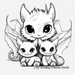 Night Fury Family Coloring Pages: Parent Fury with Baby Furies 4