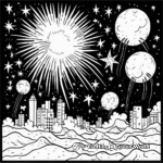 Night Sky Firework Display Coloring Pages for Adults 2