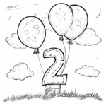 Number 2 with Balloons Coloring Pages 3