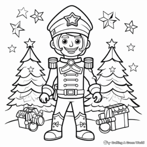 Nutcracker in Christmas Scenery Coloring Pages 1