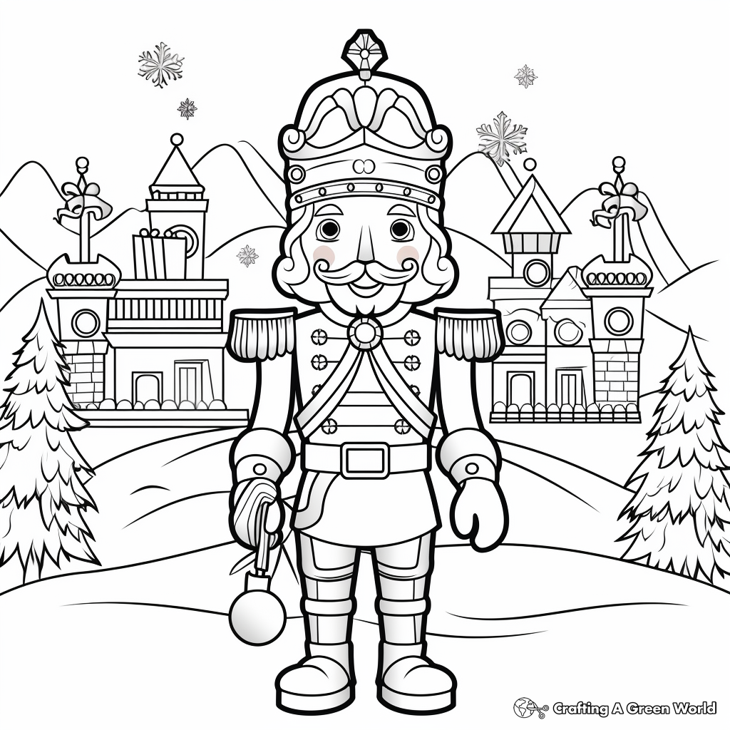 Nutcracker in Christmas Scenery Coloring Pages 2