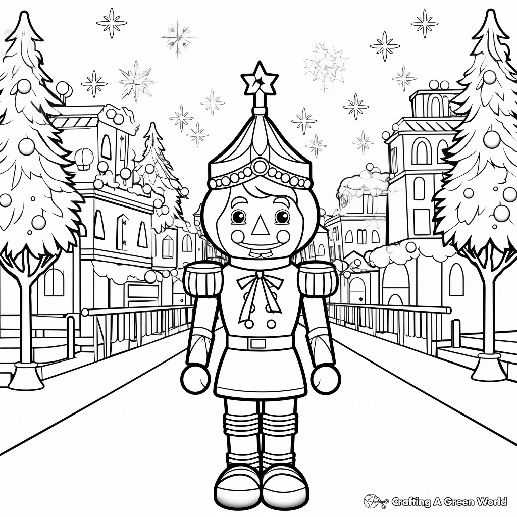 Nutcracker in Christmas Scenery Coloring Pages 4