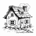 Old Witch's Cottage Haunted Coloring Pages 2