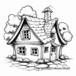 Old Witch's Cottage Haunted Coloring Pages 3