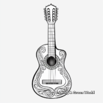 Ornate Classical Guitar Coloring Pages 1
