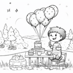 Outdoor Birthday Picnic Coloring Pages 1