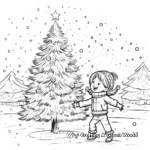 Outdoor Christmas Tree With Falling Snow Coloring Pages 1