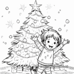 Outdoor Christmas Tree With Falling Snow Coloring Pages 2