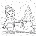 Outdoor Christmas Tree With Falling Snow Coloring Pages 4