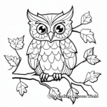 Owl Perched in Fall Tree Coloring Pages 2