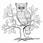 Owl Perched in Fall Tree Coloring Pages 3