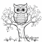 Owl Perched in Fall Tree Coloring Pages 4