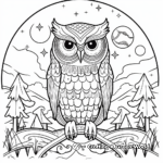 Owl Spirit Animal: A Night-Scene Coloring Pages 1