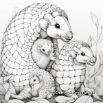 Pangolin with her Pups: Family Scene Coloring Pages 1