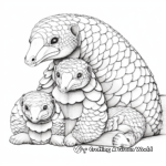 Pangolin with her Pups: Family Scene Coloring Pages 2
