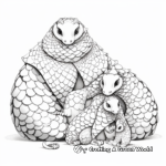 Pangolin with her Pups: Family Scene Coloring Pages 3