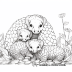 Pangolin with her Pups: Family Scene Coloring Pages 4