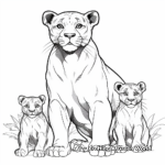 Panther Family Coloring Pages: Male, Female, and Cubs 1