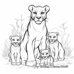 Panther Family Coloring Pages: Male, Female, and Cubs 2