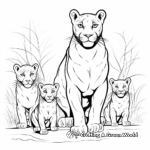 Panther Family Coloring Pages: Male, Female, and Cubs 3