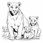 Panther Family Coloring Pages: Male, Female, and Cubs 4