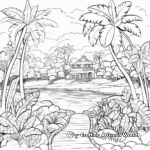 Paradise Tropical Island Landscape Coloring Sheets 1