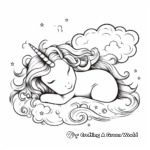 Pastel Dreams: Sleeping Unicorn with Rainbow Mane Coloring Pages 1