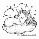 Pastel Dreams: Sleeping Unicorn with Rainbow Mane Coloring Pages 2