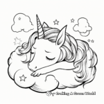 Pastel Dreams: Sleeping Unicorn with Rainbow Mane Coloring Pages 3
