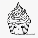 Pastel Unicorn and Cupcake Coloring Pages 2