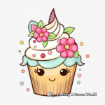 Pastel Unicorn and Cupcake Coloring Pages 3