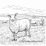 Pastoral Scene: Sheep in the Field Coloring Pages 1