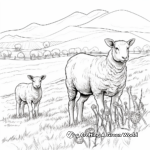 Pastoral Scene: Sheep in the Field Coloring Pages 2