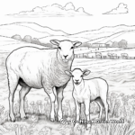 Pastoral Scene: Sheep in the Field Coloring Pages 3