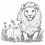 Peace Provoking Lion and Lamb Together Coloring Pages 2
