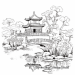 Peaceful Chinese Garden Coloring Pages 1