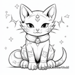 Peaceful Halloween Cat Sitting on the Moon Coloring Page 1