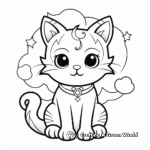Peaceful Halloween Cat Sitting on the Moon Coloring Page 2