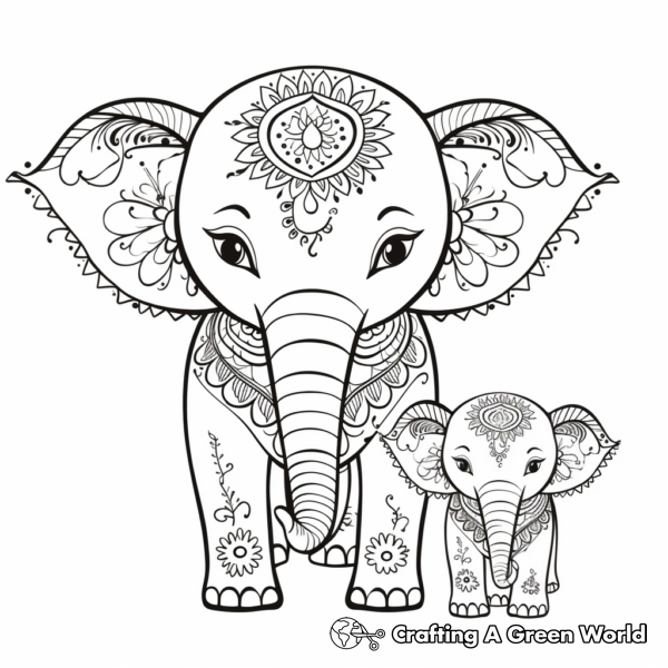 Henna Elephant Coloring Pages - Free &amp; Printable!