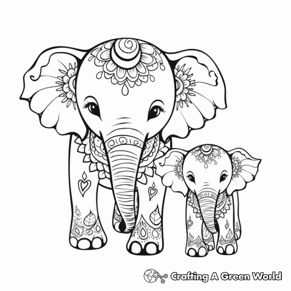 Henna Elephant Coloring Pages - Free &amp; Printable!
